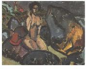 Ernst Ludwig Kirchner Bathing woman between rocks oil